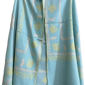 Pashmina Hand Embroidery Shawls cyan